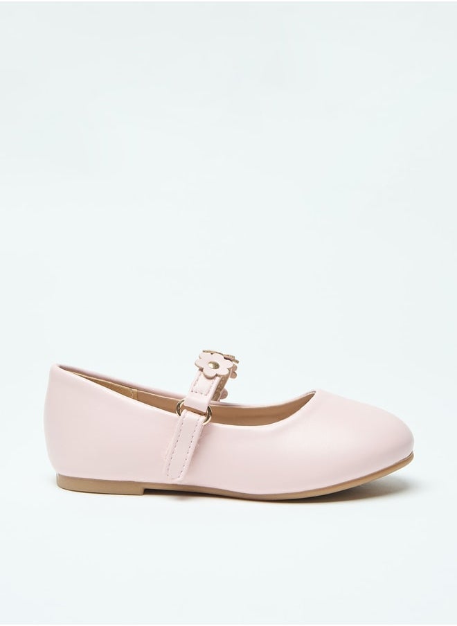 Flora Bella By Shoexpress Flower Accent Ballerina Shoes with Hook and Loop Closure  - Image 3