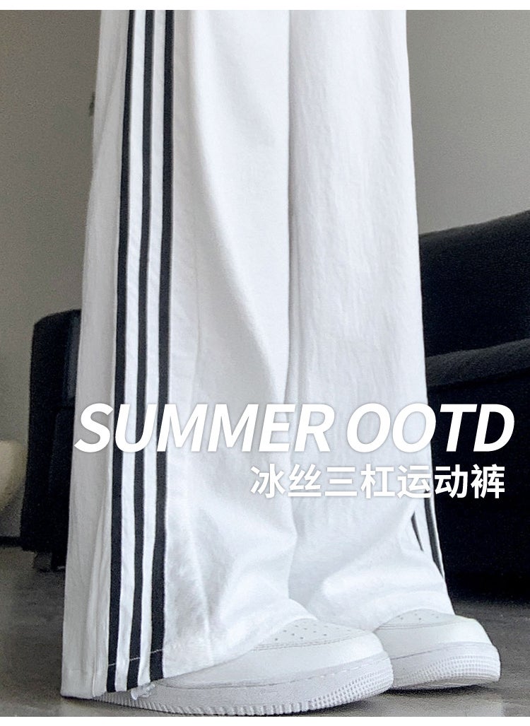 Generic - White Quick-Dry Summer Pants for Women with Stripe Light blue - Image 1