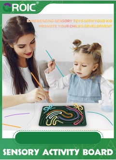 GROIC Double-Sided Sensory Activity Board, Silicone Fidget Toy for Stress Relief, ADHD and Autism, Montessori Interactive Toys Educational Learning Toys  for Kids & Adults with 22 Strings (Green)  - Image 5
