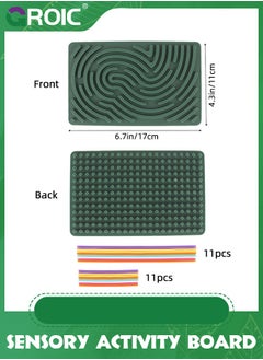 GROIC Double-Sided Sensory Activity Board, Silicone Fidget Toy for Stress Relief, ADHD and Autism, Montessori Interactive Toys Educational Learning Toys  for Kids & Adults with 22 Strings (Green)  - Image 2