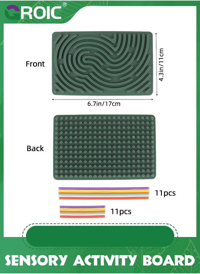 GROIC Double-Sided Sensory Activity Board, Silicone Fidget Toy for Stress Relief, ADHD and Autism, Montessori Interactive Toys Educational Learning Toys  for Kids & Adults with 22 Strings (Green)  - Image 2