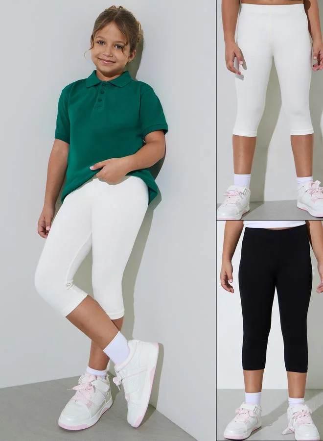 ستايلي Teen Girls Pack of 2 - Cotton Blend Capri Leggings
