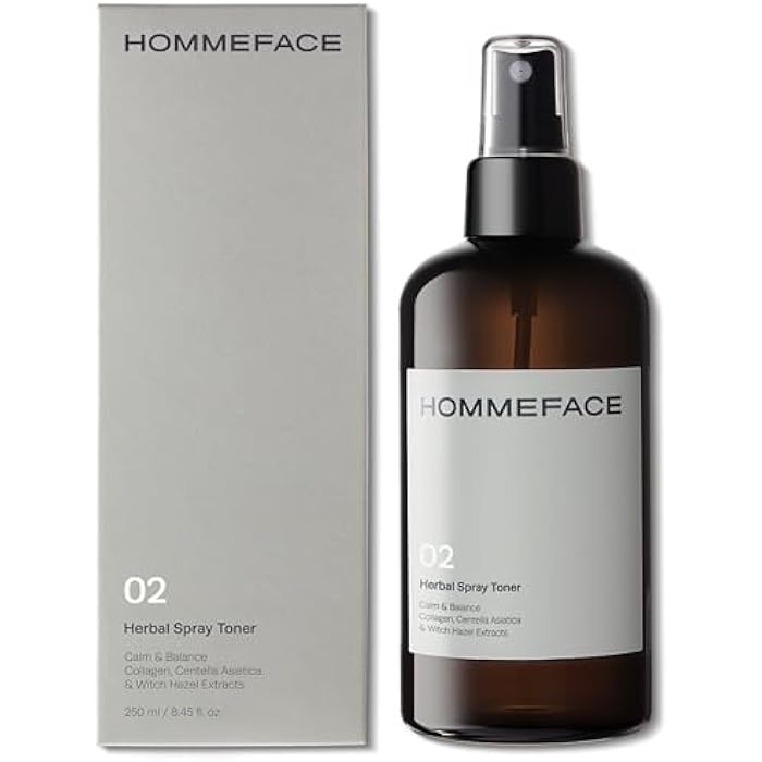 HOMMEFACE Men’s Herbal Spray Face Toner - Alcohol-Free, Hydrating & Balancing Facial Mist - Korean Skincare Technology with Witch Hazel, CICA Extract, Hyaluronic Acid, 8.45 fl oz - Image 1