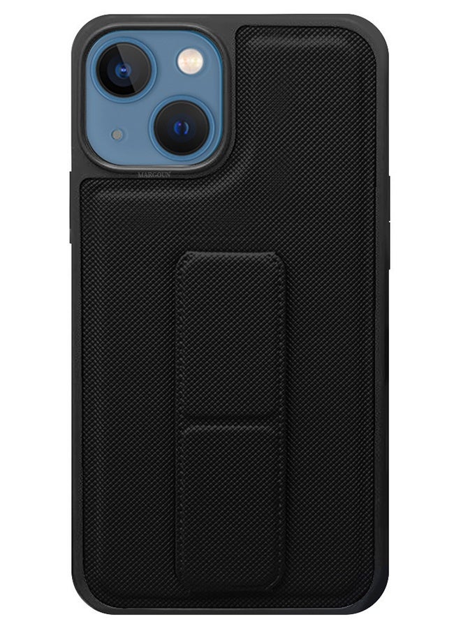 CATANES Shockproof Case with Integrated Hand Strap for iPhone 13 - Foldable Kickstand and Anti-Drop Protection for Secure Grip and Hands-Free Viewing - Black - Image 2