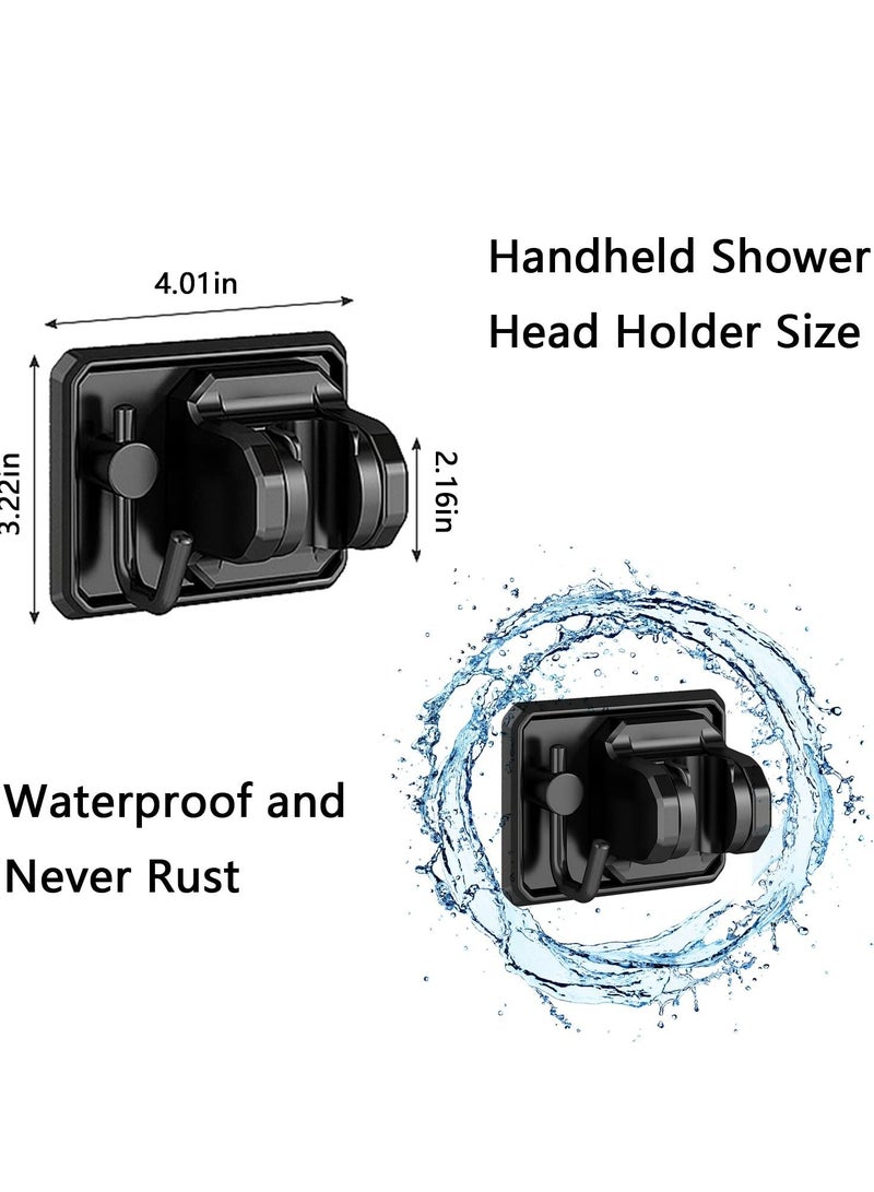 Shower Head Holder with Hook, Strong Adhesive Waterproof Handheld Shower Holder, Adjustable Shower Wand Holder Wall Mount for rv Shower Kids Shower Bathroom Shower, No Drilling - Black - Image 4