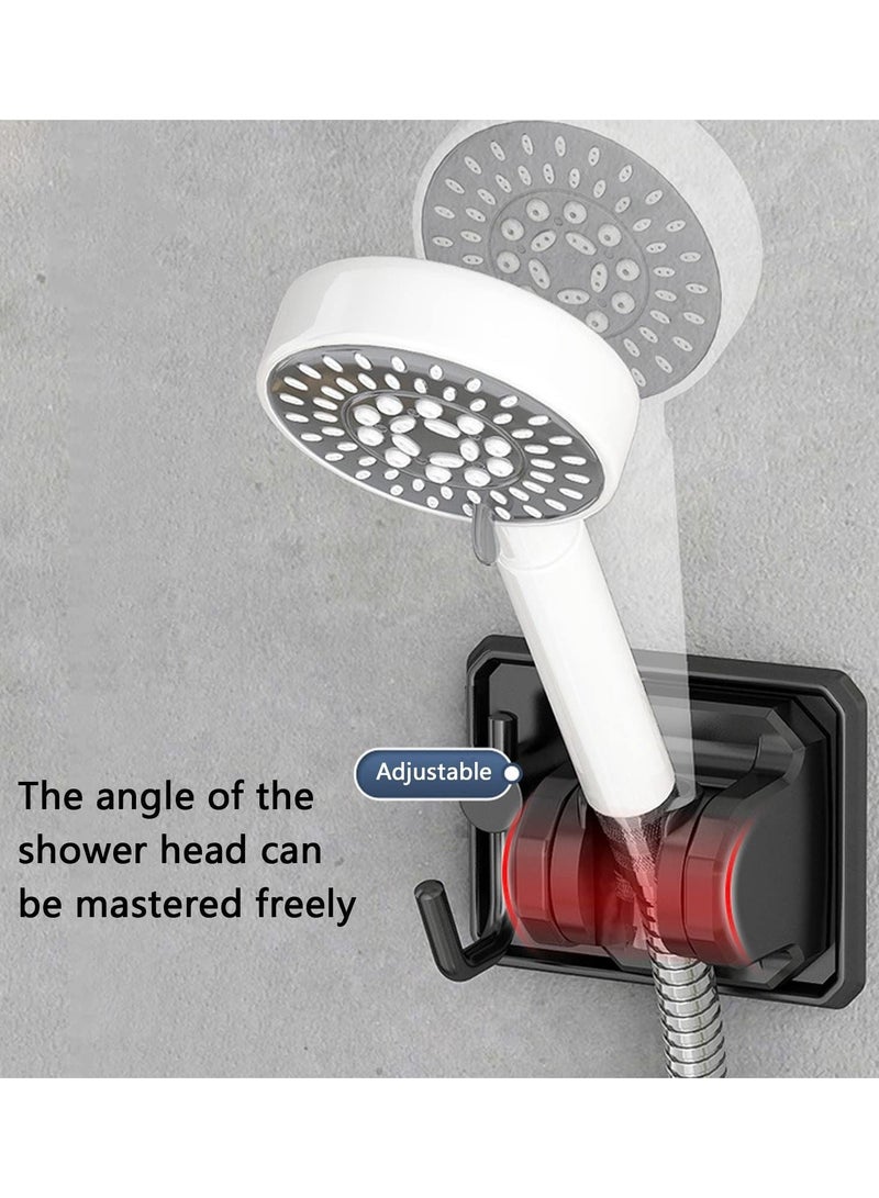 Shower Head Holder with Hook, Strong Adhesive Waterproof Handheld Shower Holder, Adjustable Shower Wand Holder Wall Mount for rv Shower Kids Shower Bathroom Shower, No Drilling - Black - Image 2
