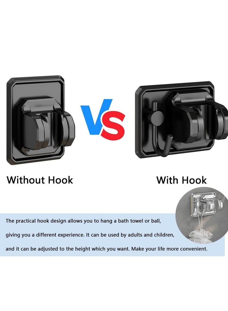 Shower Head Holder with Hook, Strong Adhesive Waterproof Handheld Shower Holder, Adjustable Shower Wand Holder Wall Mount for rv Shower Kids Shower Bathroom Shower, No Drilling - Black - Image 5