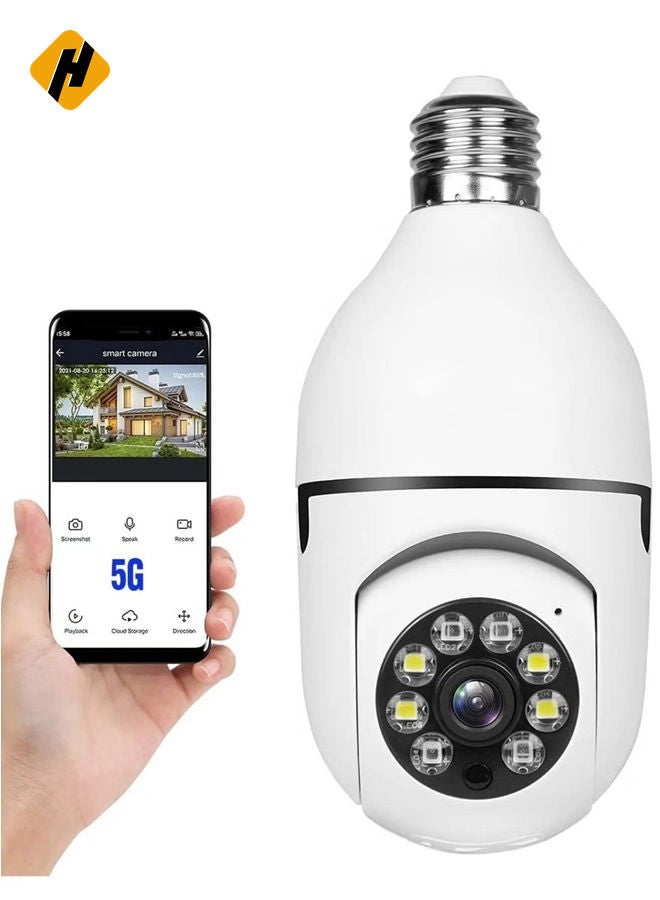 HuHa 360 Degree Security Cameras Wireless Outdoor, 2.4GHz & 5G WiFi Light Bulb Camera, 1080p Wireless Cameras for Home Security, Indoor Security Camera System, Motion Detection, Two-Way Audio  - Image 1