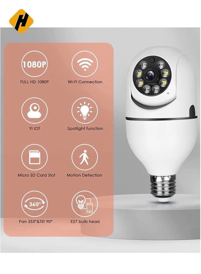 HuHa 360 Degree Security Cameras Wireless Outdoor, 2.4GHz & 5G WiFi Light Bulb Camera, 1080p Wireless Cameras for Home Security, Indoor Security Camera System, Motion Detection, Two-Way Audio  - Image 2