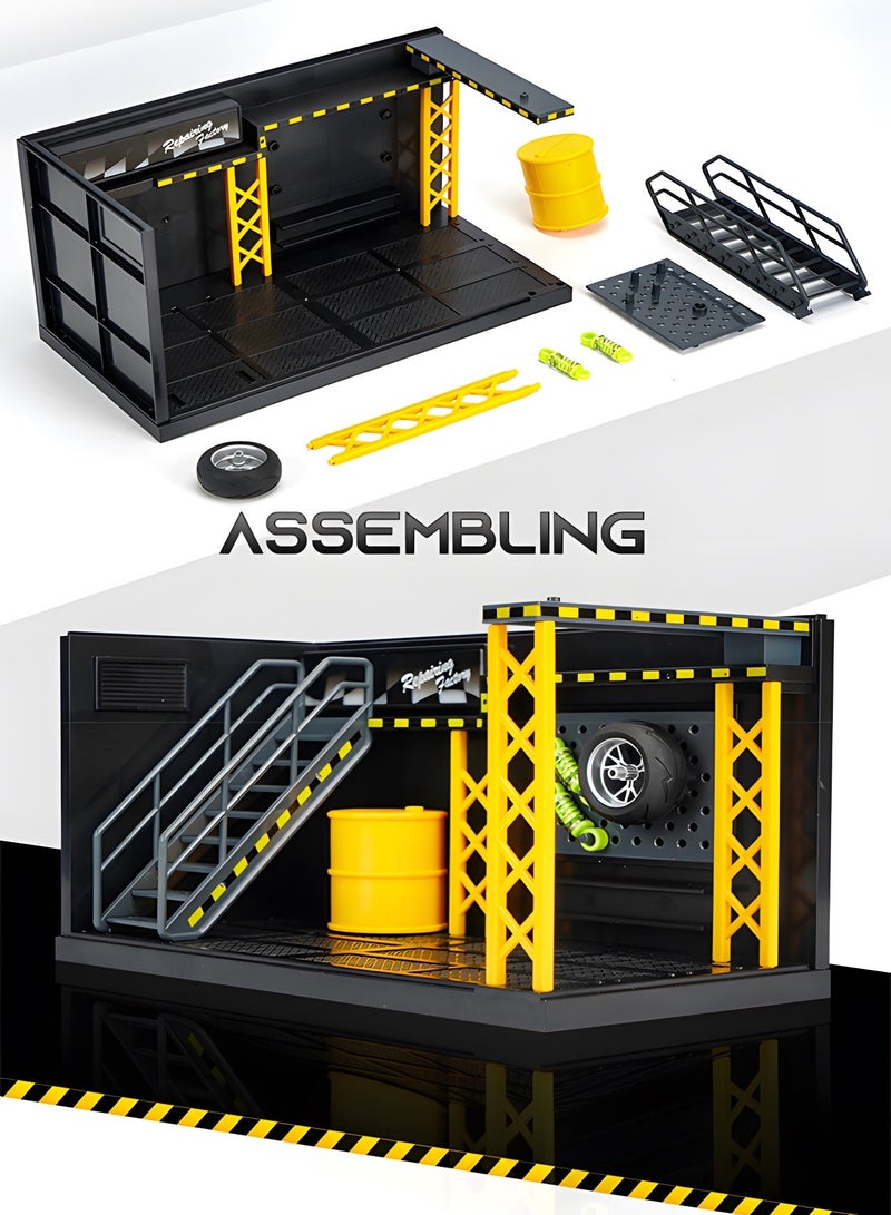 GROIC Display Case for 1/12 Diecast Cars,Car Repair Shop Display Case with LED Lighting,DIY Scene Parking Lot,Display Case for Toy Motorcyle,Model Storage Box - Image 5