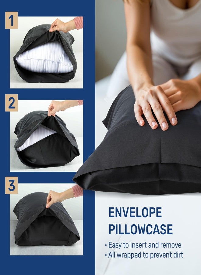 YSSOA King 4 Piece Bed Sheet Set Soft Breathable Cooling Bedding Sheets & Pillowcases- Hotel Luxury Style, Deep Pockets, Easy-Fit and Wrinkle Free, Easy Care Microfiber Polyester Sheets, Black - Image 2