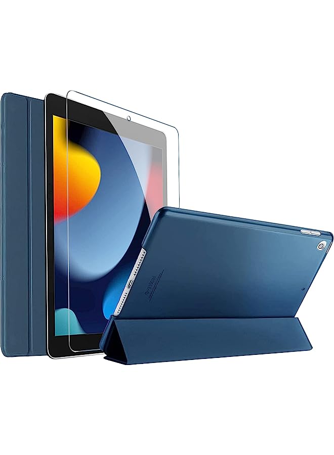 Raxoom Ipad 10.2 Case 2021 9Th Gen/ 2020 8Th Gen/ 2019 7Th Gen Case With Tempered Glass Screen Protector, Slim Stand Hard Shell Protective Smart Cover For 10.2” Ipad 9Th/8Th/7Th Generation -Navy - Image 1