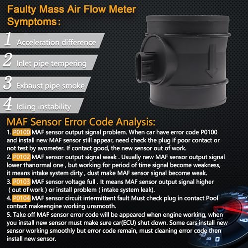 Yezoauto Mass Air Flow Sensor for Chevrolet Silverado 1500 2500 3500 07-09 / Caprice 11-16 / Avalanche 07-08 / Tahoe 07-09 & GMC 1500 2500 3500 07-09 / Yukon 07-09 & Pontiac G8 08-09 OE# 15840812 - Image 2