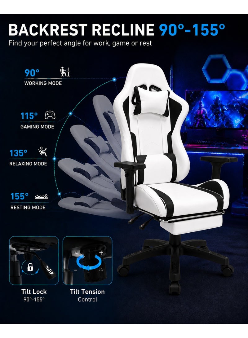 FUOE Gaming Chair—High-back ergonomic computer chair with lumbar support; video game chair with 3D adjustable armrests and 160° recline, suitable for office, home, and gaming. - Image 2