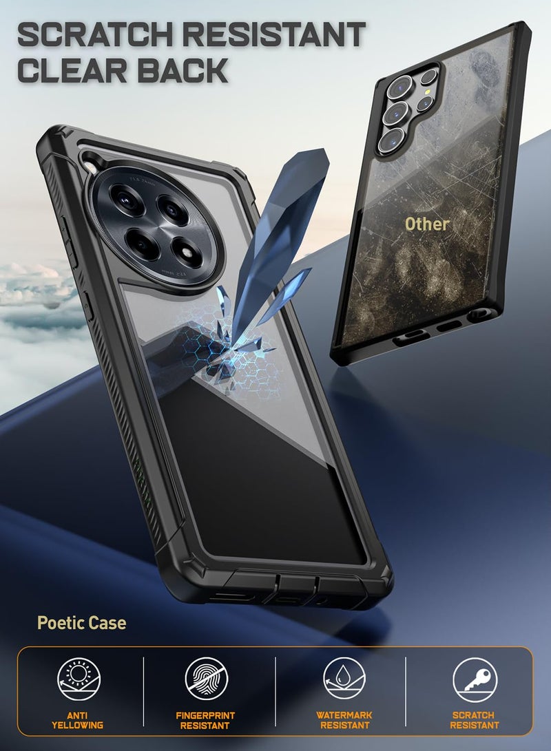 Poetic Guardian Case for OnePlus 12R 5G (2024), Built-in Screen Protector [Work with Fingerprint ID], [2 Front Frames] [20FT Mil-Grade Drop Tested] Full Body Shockproof Clear Cover Case, Black/Clear - Image 4