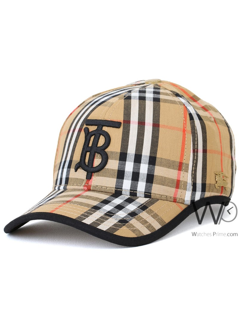 BURBERRY BT Burberry Baseball Beige Motif Icon Stripe Cap Cotton Hat  - Image 1