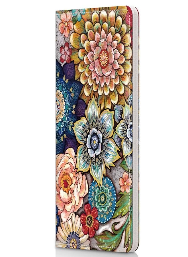 Pisypox Checkbook Cover for Personal Checkbook，Patterned Pu Leather check book covers for women and men，with Pen Holder & Built-in Clear Plastic Divider for Duplicate Checks, Coloured Flowers, 7 x 3.7 - Image 1