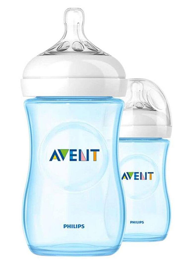 Philips Avent Anti-Colic BPA Free Natural Baby Feeding Bottle - Clear/Blue - Image 1