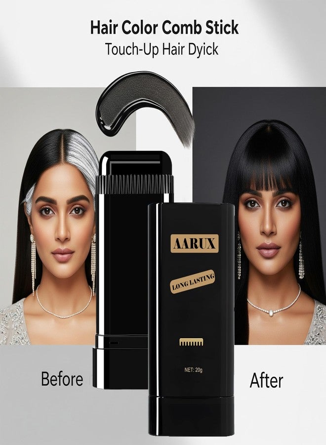 AARUX Hair Color Stick for Roots - Long-Lasting Temporary Hair Dye Touch-Up Comb, Waterproof, Sweat-Resistant, Easy to Apply Root Concealer for Gray Hair, Black Shade - 20g - Image 4