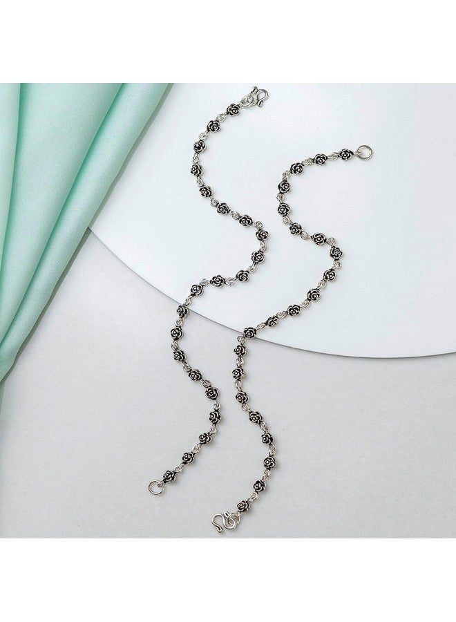ZAVYA 925 Sterling Silver Floral Rhodium Plating Anklet (Pair) | Gift for Women & Girls | 1 Year Plating Warranty|Rakhi Gift For Sister - Image 3