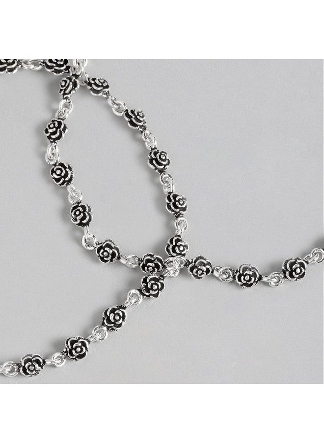 ZAVYA 925 Sterling Silver Floral Rhodium Plating Anklet (Pair) | Gift for Women & Girls | 1 Year Plating Warranty|Rakhi Gift For Sister - Image 5