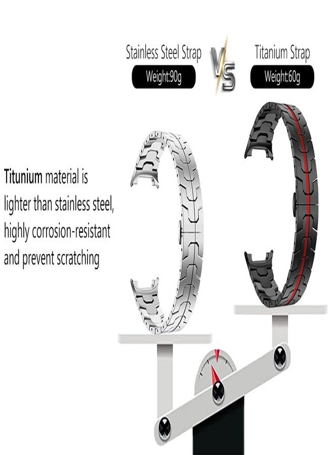 سوار تيتانيوم من WINGLE لساعة سامسونج جالاكسي 8/8 كلاسيك، وساعة جالاكسي ألترا 47 مم (2025/2024)، سوار معدني متين وعالي الجودة، مناسب للرجال، أنيق وعملي، متوفر باللونين الأسود والأحمر. - Image 3