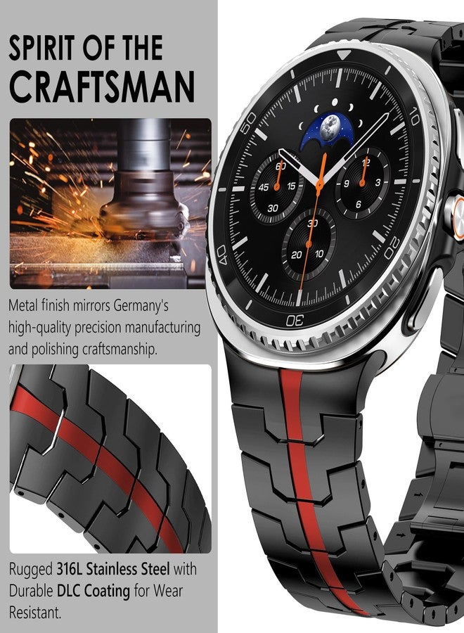 سوار تيتانيوم من WINGLE لساعة سامسونج جالاكسي 8/8 كلاسيك، وساعة جالاكسي ألترا 47 مم (2025/2024)، سوار معدني متين وعالي الجودة، مناسب للرجال، أنيق وعملي، متوفر باللونين الأسود والأحمر. - Image 4