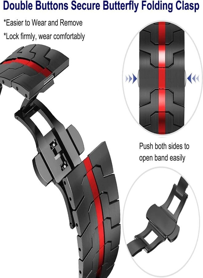 سوار تيتانيوم من WINGLE لساعة سامسونج جالاكسي 8/8 كلاسيك، وساعة جالاكسي ألترا 47 مم (2025/2024)، سوار معدني متين وعالي الجودة، مناسب للرجال، أنيق وعملي، متوفر باللونين الأسود والأحمر. - Image 5