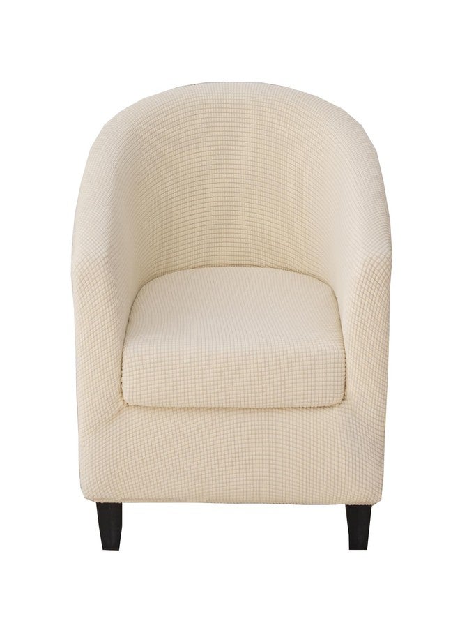 CRFATOP 2 Piece Waterproof Club Chair Slipcover Stretch Barrel Chair Covers Solid Tub Chair Slipcovers Soft Armchair Covers Removable Furniture Protector Arm Chair Cover for Living Room,Beige - Image 1