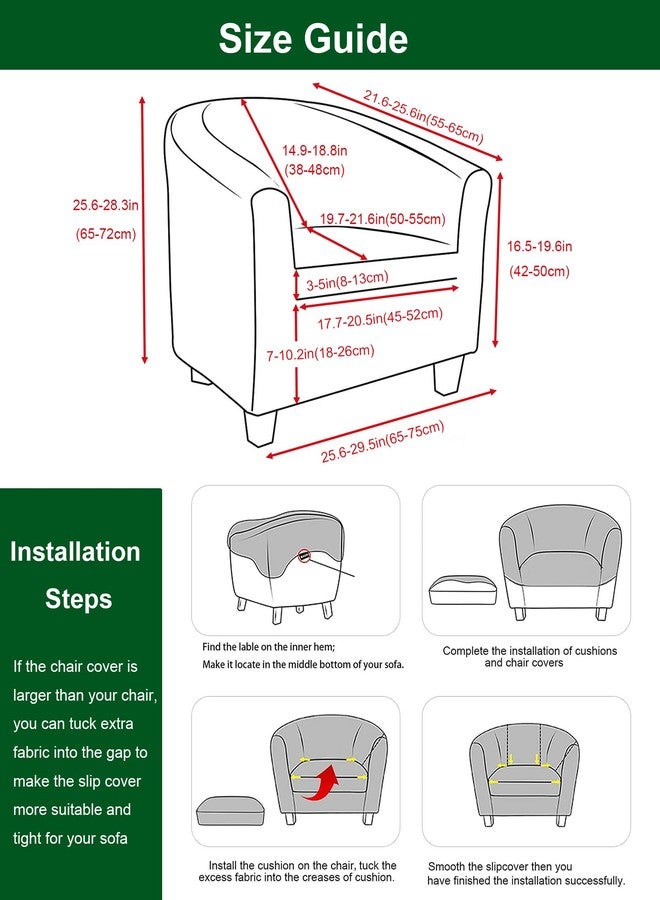 CRFATOP 2 Piece Waterproof Club Chair Slipcover Stretch Barrel Chair Covers Solid Tub Chair Slipcovers Soft Armchair Covers Removable Furniture Protector Arm Chair Cover for Living Room,Beige - Image 2