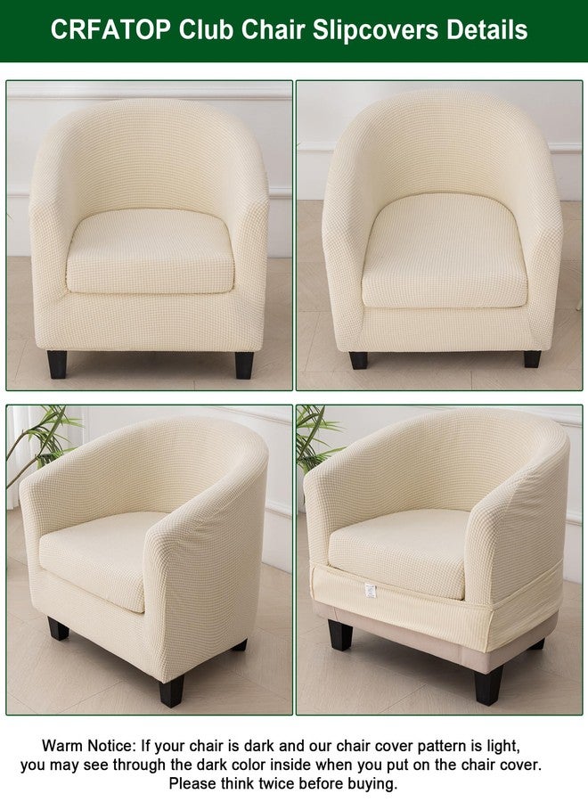 CRFATOP 2 Piece Waterproof Club Chair Slipcover Stretch Barrel Chair Covers Solid Tub Chair Slipcovers Soft Armchair Covers Removable Furniture Protector Arm Chair Cover for Living Room,Beige - Image 3
