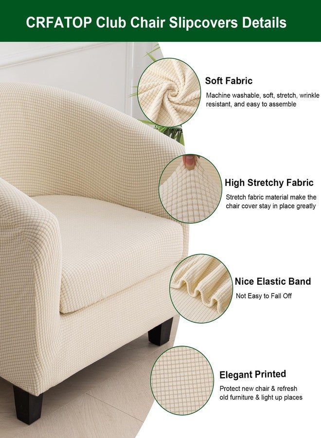 CRFATOP 2 Piece Waterproof Club Chair Slipcover Stretch Barrel Chair Covers Solid Tub Chair Slipcovers Soft Armchair Covers Removable Furniture Protector Arm Chair Cover for Living Room,Beige - Image 4