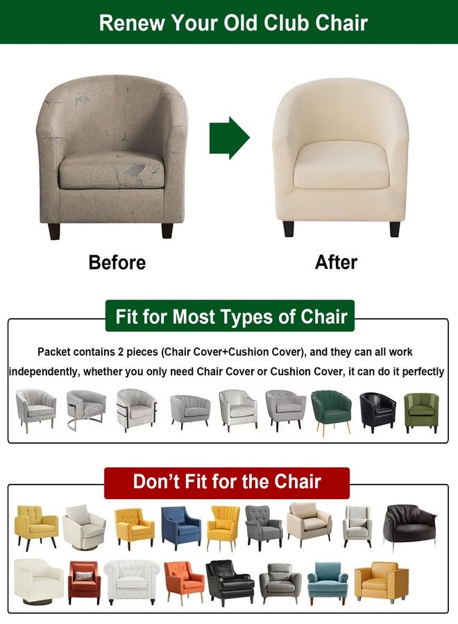 CRFATOP 2 Piece Waterproof Club Chair Slipcover Stretch Barrel Chair Covers Solid Tub Chair Slipcovers Soft Armchair Covers Removable Furniture Protector Arm Chair Cover for Living Room,Beige - Image 5