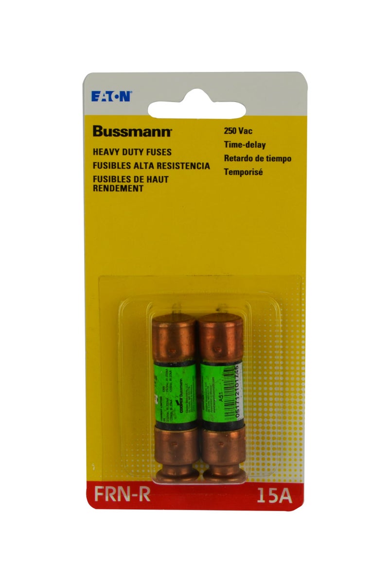 بوسمان BP/FRN-R-15 15 أمبير فيوزترون عنصر مزدوج تأخير زمني محدد للتيار فئة RK5 فيوز، 250 فولت مدرج UL (عبوة من 2)