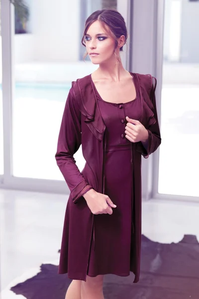اي يلديز Crescent Star 3415 Plum Maternity Nightgown Dressing Gown Set