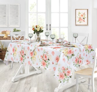 Newbridge Marie Yellow and Pink Rose Petal Floral Rectangle 60 x 84 Inch Fabric Tablecloth Stain and Wrinkle Resistant Tablecloth for Spring Holiday Indoor and Outdoor Dining - pzsku/ZCB4F58199E34B0A19C4BZ/45/1750416564/d347aeeb-4458-4ace-9437-16695b030177