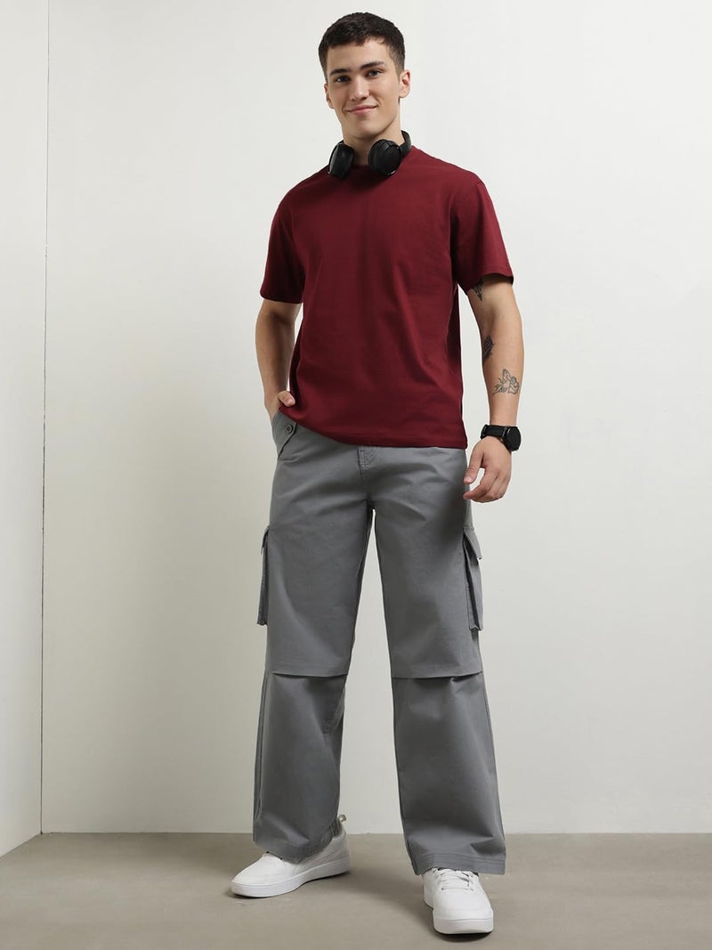 NOBERO Men's Loose Casual Mid Rise Pants (1M-BWCP-R0002_Eiffel Tower, Small, Grey - Image 4
