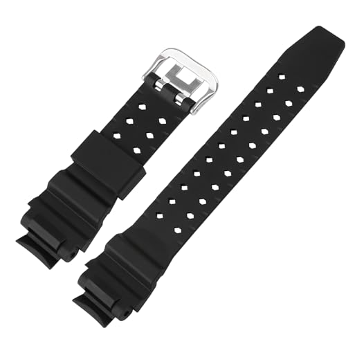 XIW Compatible for 16mm Casio 10493622 GA-1000 GA-1100 GW-A1000 GW-A1100 GW-4000 G-1400 GWA-1000 Resin Watch Band Replacement for women Wirstband Strap men wirst Bracelet, Black - Image 3