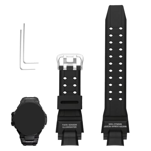 XIW Compatible for 16mm Casio 10493622 GA-1000 GA-1100 GW-A1000 GW-A1100 GW-4000 G-1400 GWA-1000 Resin Watch Band Replacement for women Wirstband Strap men wirst Bracelet, Black - Image 1