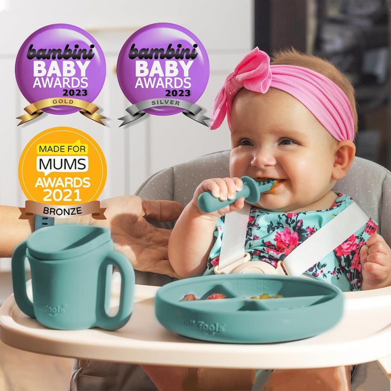 TalkTools كوب تدريب سيليكون ITSY من توك تولز - كوب قشة صغير للأطفال - كوب مضاد للتسرب، مقاوم للانسكاب وخالي من BPA مع إدخال قشة للأطفال (ساج)  - Image 5