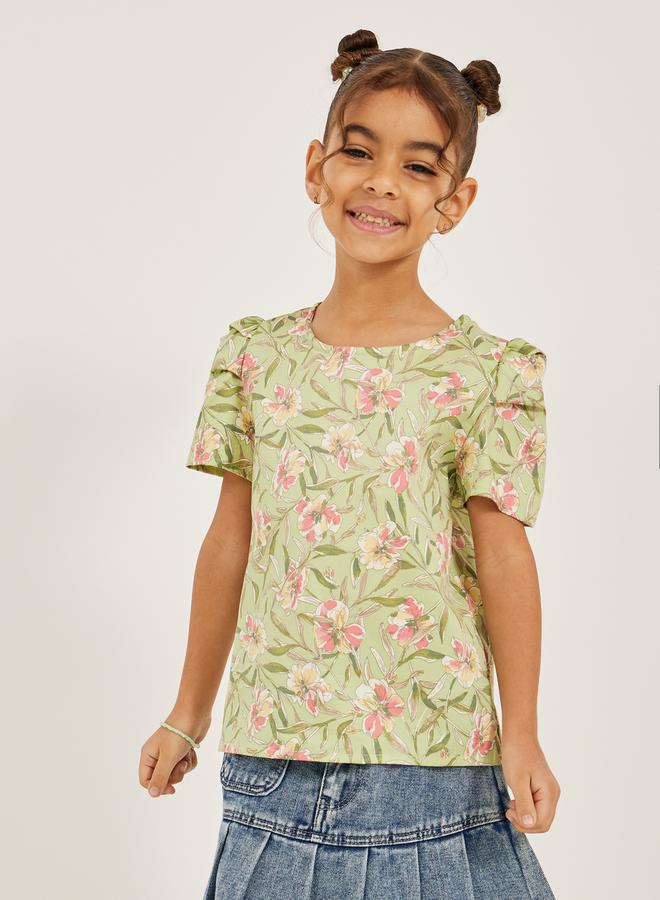 Styli All-Over Floral Print Puff Sleeve Top - Image 1