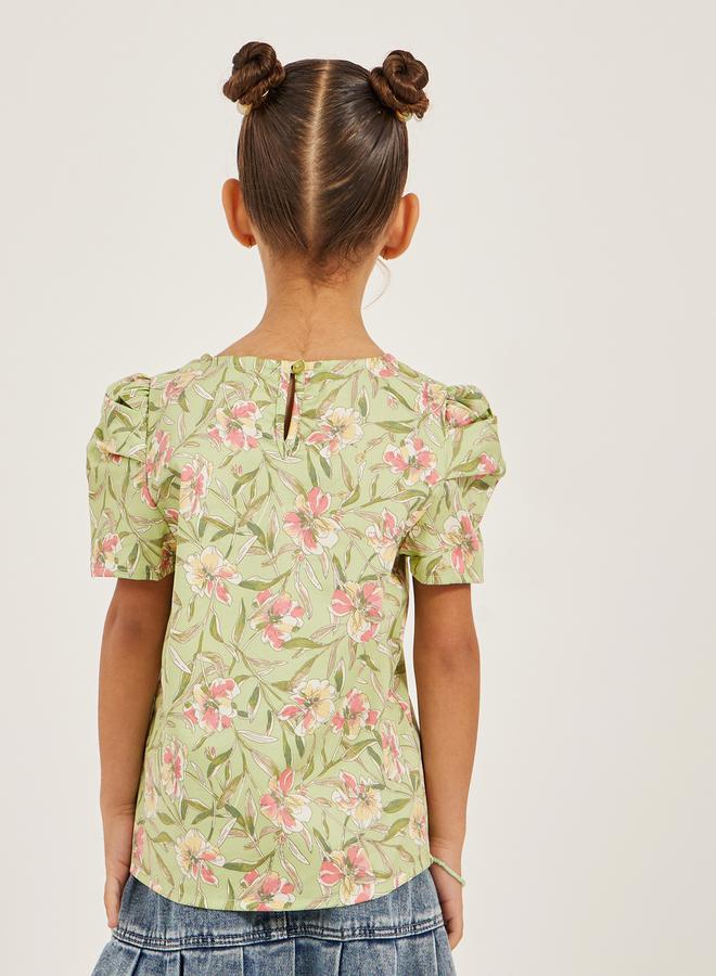 Styli All-Over Floral Print Puff Sleeve Top - Image 4