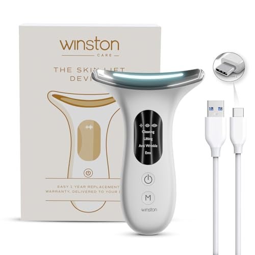 Winston Rechargeable 4 in 1 Face and Neck Massager and Skin Lifting Device with 3-Color LED Therapy and Vibrational Modes, Digital Display, and Multi-Mode Skin Rejuvenation for At-Home Skincare - Image 1