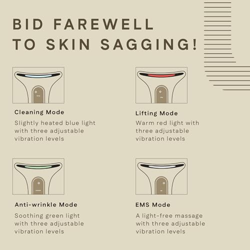 Winston Rechargeable 4 in 1 Face and Neck Massager and Skin Lifting Device with 3-Color LED Therapy and Vibrational Modes, Digital Display, and Multi-Mode Skin Rejuvenation for At-Home Skincare - Image 4
