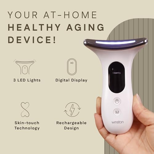 Winston Rechargeable 4 in 1 Face and Neck Massager and Skin Lifting Device with 3-Color LED Therapy and Vibrational Modes, Digital Display, and Multi-Mode Skin Rejuvenation for At-Home Skincare - Image 3