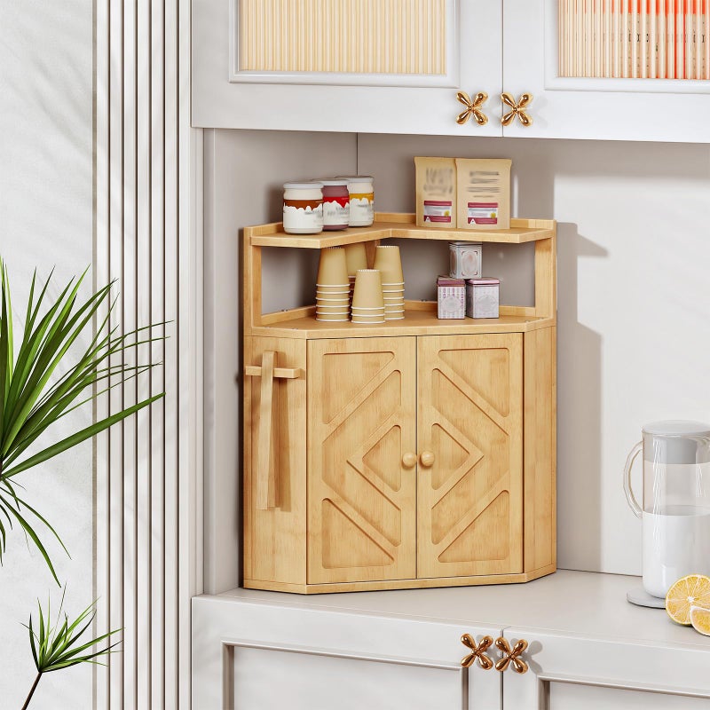 HOOBRO Bamboo Bread Box, Corner Bread Box for Kitchen Countertop, Large Capacity 2-Tier Bread Container, Bread Storage Container with Removable Shelf and Clip Holder, for Dining Room, Natural YL17MB01 - Image 5