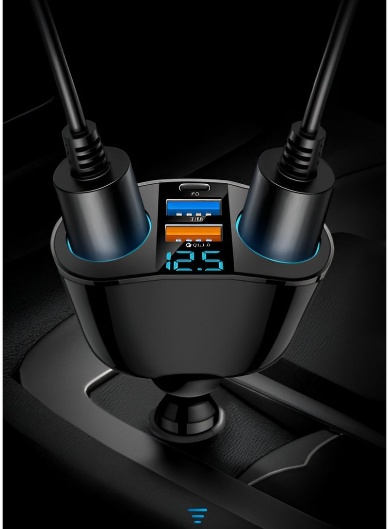 AROAQ Dual-head Cigarette Lighter USB, Car Charger With Dual USB Qc 3.0 Cigarette Lighter With Voltage Display, Ultra-fast Charging Car Cigarette Lighter Plug, (QC3.0-2.4A dual A) - Image 3