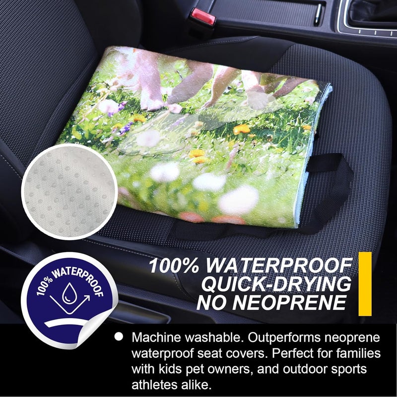 Back Seat Cover for Car Trucks Van SUV,Waterproof Rear Bench Towel Seat Covers for Dogs and Kids,Automotive Backseat Protector (Dog Print) - Image 3