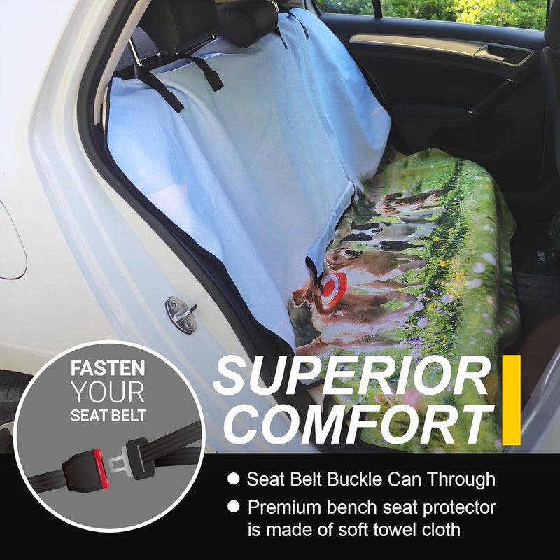 Back Seat Cover for Car Trucks Van SUV,Waterproof Rear Bench Towel Seat Covers for Dogs and Kids,Automotive Backseat Protector (Dog Print) - Image 2