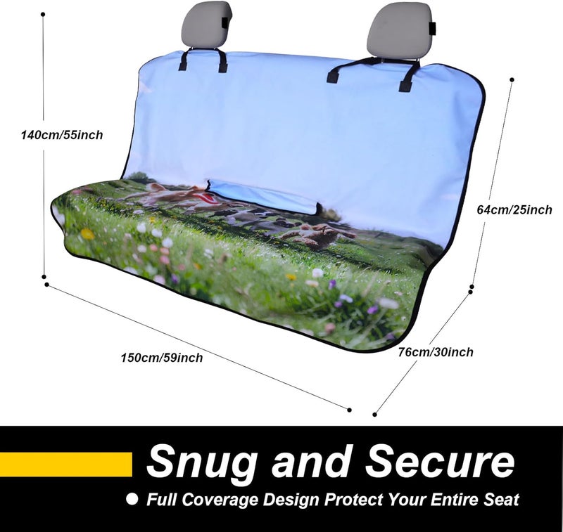 Back Seat Cover for Car Trucks Van SUV,Waterproof Rear Bench Towel Seat Covers for Dogs and Kids,Automotive Backseat Protector (Dog Print) - Image 4